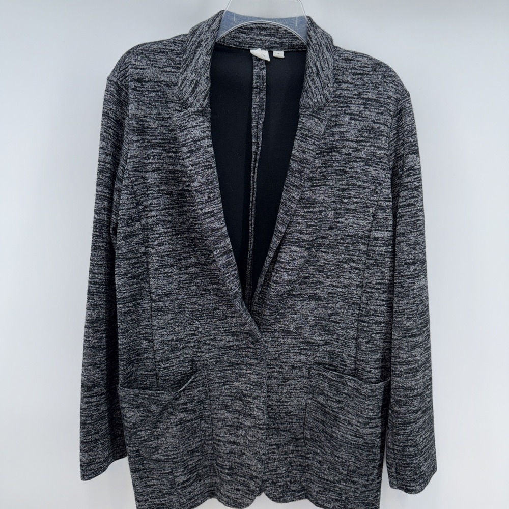 GAP Jacket Women's M Long Sleeve Single Button‎ Blazer Pockets Knit Black